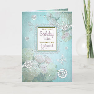 Carte Anniversaire, Petite amie, Pays Élégant Floral Aqu