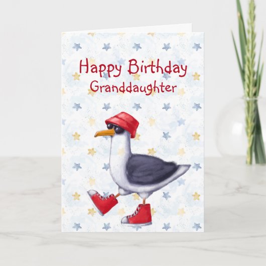 Carte Anniversaire Petite-fille Amusante Cute Seagull Bi (Devant)