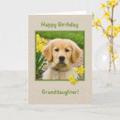 Carte Anniversaire, Petite-fille, Chien d'or (Fleur jaune)