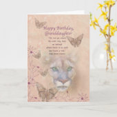Carte Anniversaire, Petite-fille, Cougar et Papillons (Fleur jaune)