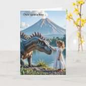 Carte Anniversaire Petite Fille Dinosaure (Fleur jaune)