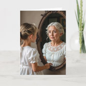 Carte Anniversaire Petite fille et Vieille Dame dans un (Devant)