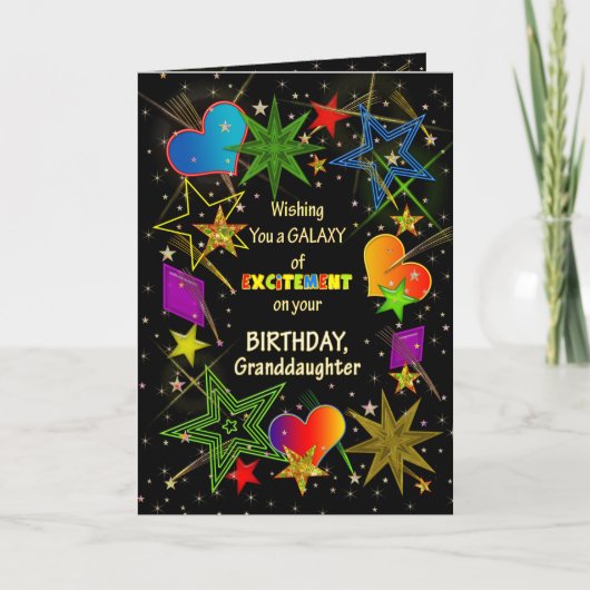 Carte Anniversaire, PETITE-FILLE, galaxie abstraite, (Devant)