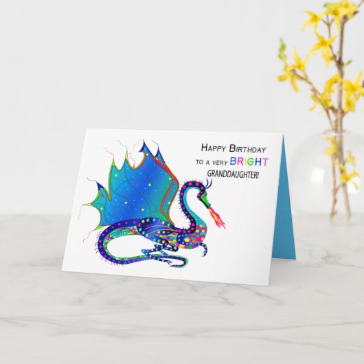 Carte Anniversaire, Petite-fille, Groupe Dragon Kaleidos (Fleur jaune)