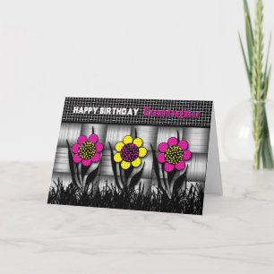 CARTE ANNIVERSAIRE - PETITE-FILLE - NOIR/BLANC/JOURNÉES