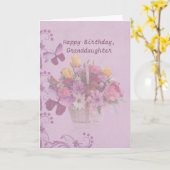 Carte Anniversaire, petite-fille, panier des fleurs (Fleur jaune)