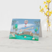 Carte Anniversaire, Petite-fille, Petits lapins occupés (Fleur jaune)