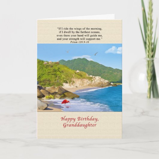 Carte Anniversaire, petite-fille, plage, collines, (Devant)