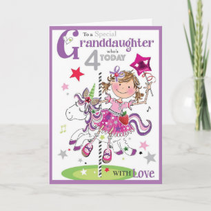 Carte Anniversaire - Petite-Fille Qui A 4 Ans Aujo