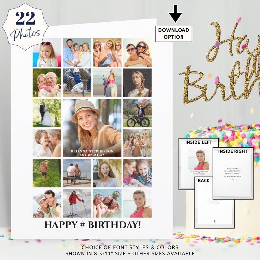Carte Anniversaire Photo Collage 22 Photos Tout âge Pers