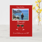 Carte Anniversaire Photo Nom et âge Vin drôle (Fleur jaune)