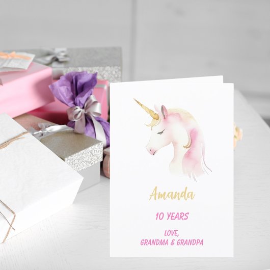 Carte Anniversaire photo rose Unicorne