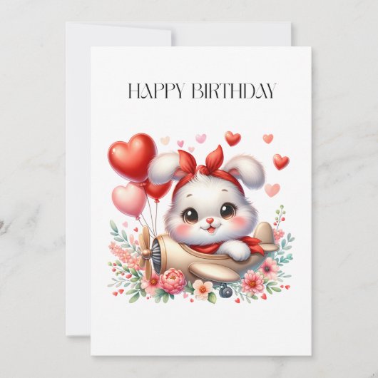 Carte Anniversaire Pilote Lapin (Devant)