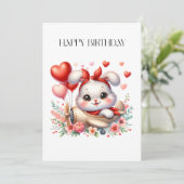 Carte Anniversaire Pilote Lapin (Debout devant)