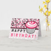 Carte Anniversaire Pink & Black Paint Splatter (Fleur jaune)