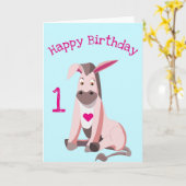 Carte Anniversaire Pink Donkey Funny - Personnalis (Fleur jaune)