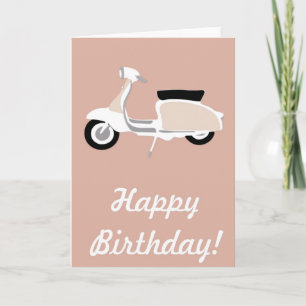 Carte Anniversaire Pink Retro Scooter