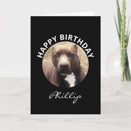 Carte Anniversaire Pit Bull Dog Photo personnalisée (Devant)