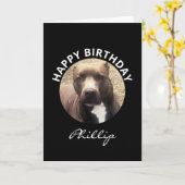 Carte Anniversaire Pit Bull Dog Photo personnalisée (Fleur jaune)