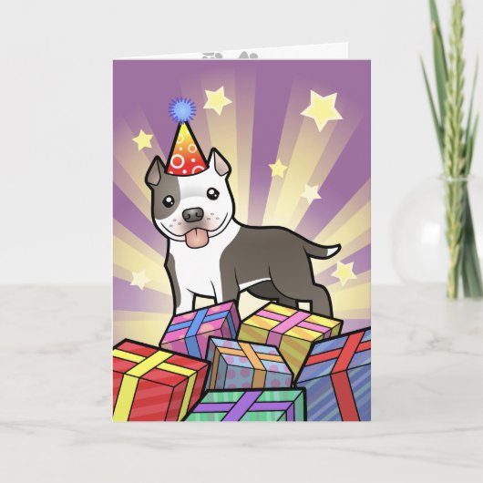 Carte Anniversaire Pitbull / American Staffordshire Terr (Devant)