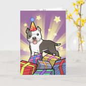 Carte Anniversaire Pitbull / American Staffordshire Terr (Fleur jaune)
