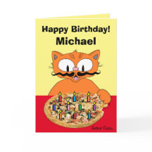 Carte Anniversaire Pizza Party Personnalisée Chat