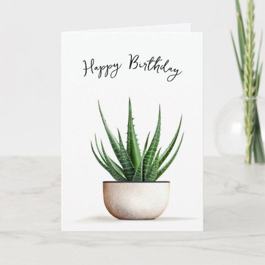 Carte Anniversaire Plante Succulent en Pot (Devant)