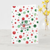 Carte Anniversaire Points Rouges Blancs Verts (Fleur jaune)
