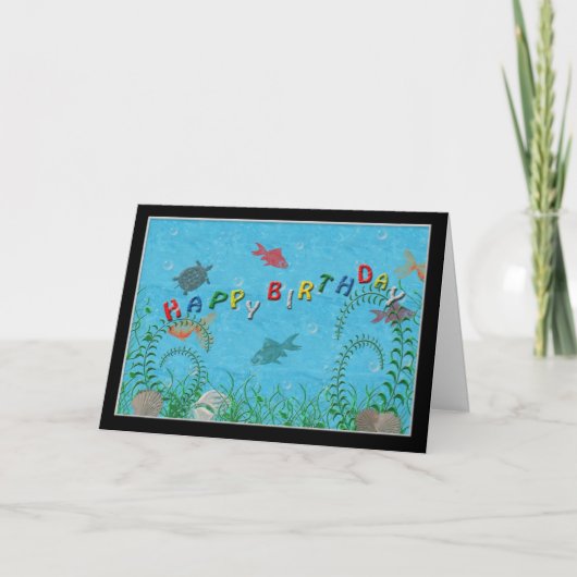 Carte Anniversaire,, Poisson nageant dans le réservoir (Devant)