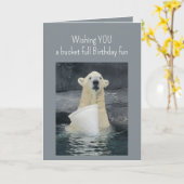 Carte Anniversaire Polar Bear Bucket of Fun Humour (Fleur jaune)