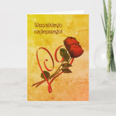 Carte Anniversaire polonais Sto Lat Red Roses Coeur (Devant)
