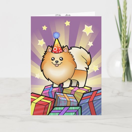 Carte Anniversaire Pomeranian (Devant)