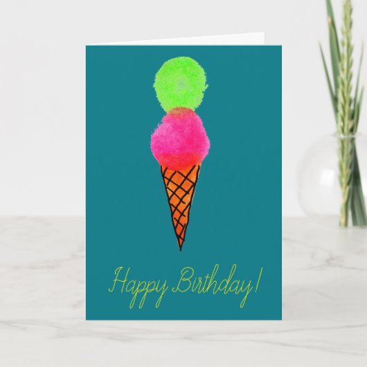 Carte Anniversaire pop art crème glacée (Devant)