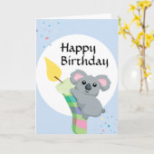 Carte Anniversaire potelé mignon d'illustration de koala (Fleur jaune)