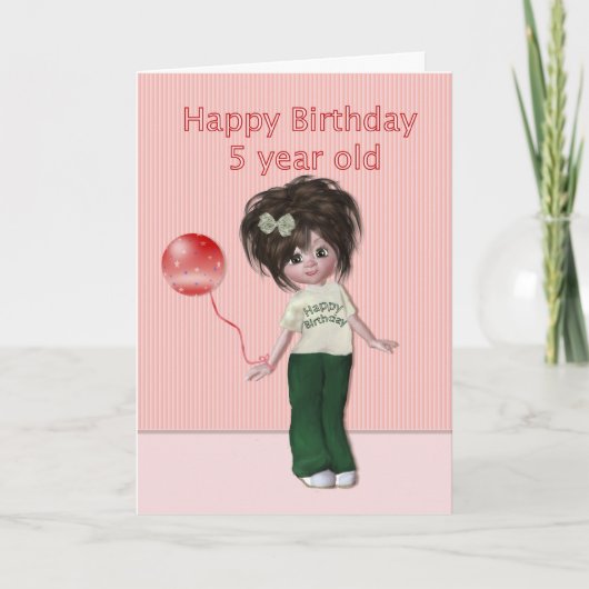 Carte Anniversaire pour cinq ans (Devant)