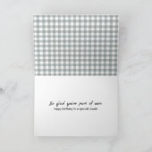 Carte Anniversaire pour cousin sur gingham (Intérieur)