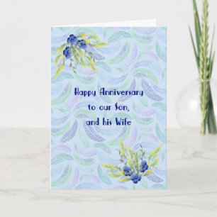 Carte Anniversaire pour Fleurs Bleues Fils Fils et