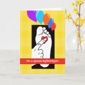 Carte Anniversaire pour le Reflexologist, ballons sur (Fleur jaune)