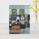 Carte Anniversaire pour l'enseignant, école d'une salle (Fleur jaune)