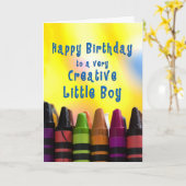 Carte Anniversaire pour les garçons Crayons créatifs (Fleur jaune)