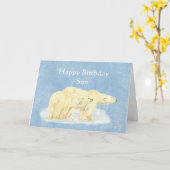 Carte Anniversaire pour les ours blancs de fils spécial (Fleur jaune)