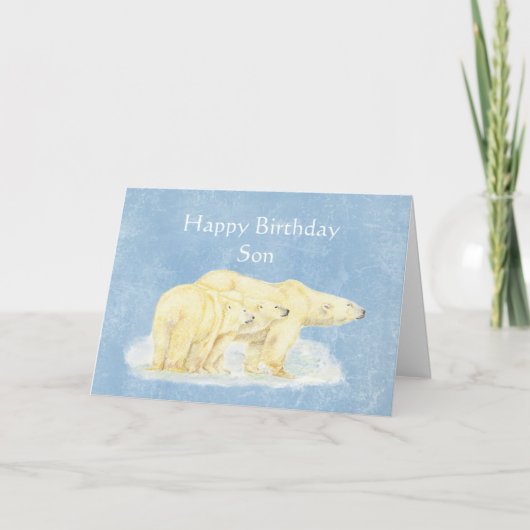 Carte Anniversaire pour les ours blancs de fils spécial (Devant)