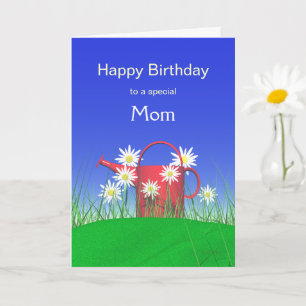 Carte Anniversaire pour maman Daisies et arrosage