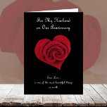 Carte Anniversaire pour mari<br><div class="desc">Cette carte anniversaire pour mari présente une rose rouge à l'intérieur d'un coeur sur un arrière - plan noir. La carte parle d'amour véritable pour votre mari à l'extérieur et continue avec un sentiment agréable à l'intérieur. Une belle façon de dire heureux anniversaire à votre mari. Copyright Kathy Henis</div>