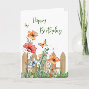 Carte Anniversaire pour ses fleurs de printemps et papil