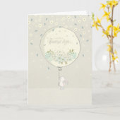 Carte Anniversaire pour Soeur - Mignonne Lapin et  (Fleur jaune)