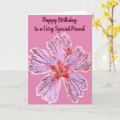 Carte Anniversaire pour un ami avec Hibiscus numérique (Fleur jaune)