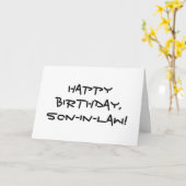 Carte Anniversaire pour un gendre, lettres noires sur bl (Fleur jaune)