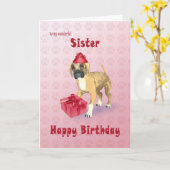 Carte anniversaire pour une soeur avec un chiot (Fleur jaune)