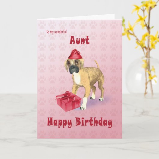 Carte anniversaire pour une tante avec un chiot (Fleur jaune)